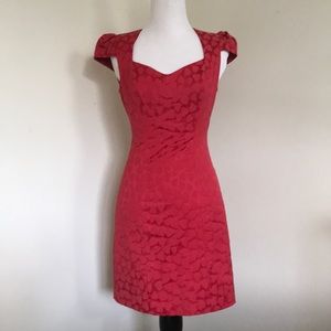 Satin red dress with hearts